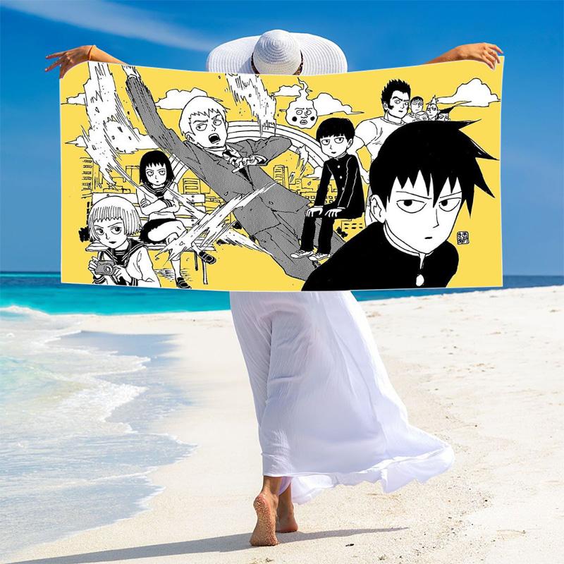 Mob Psycho 100 Print Beach Towel, Large Soft Quick Dry Towel for Beach Camping Swimming