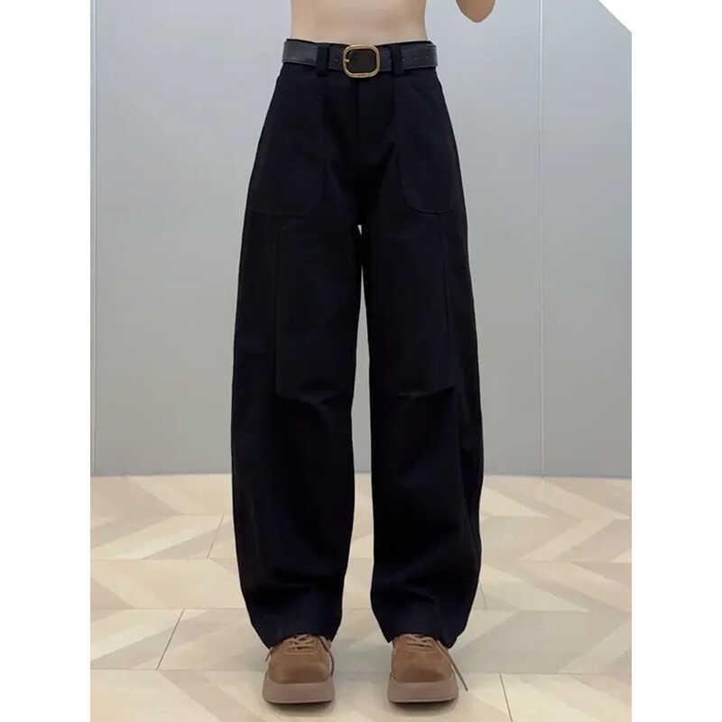 

Женские осенние джинсы больших размеров - Свободный крой, Высокая посадка, Прямая широкая штанина XL