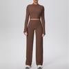 New Solid Color Double-sided Abraded Zipper Jacket Wide-leg Yoga Suit Set Sports Running Fitness Two-piece Set