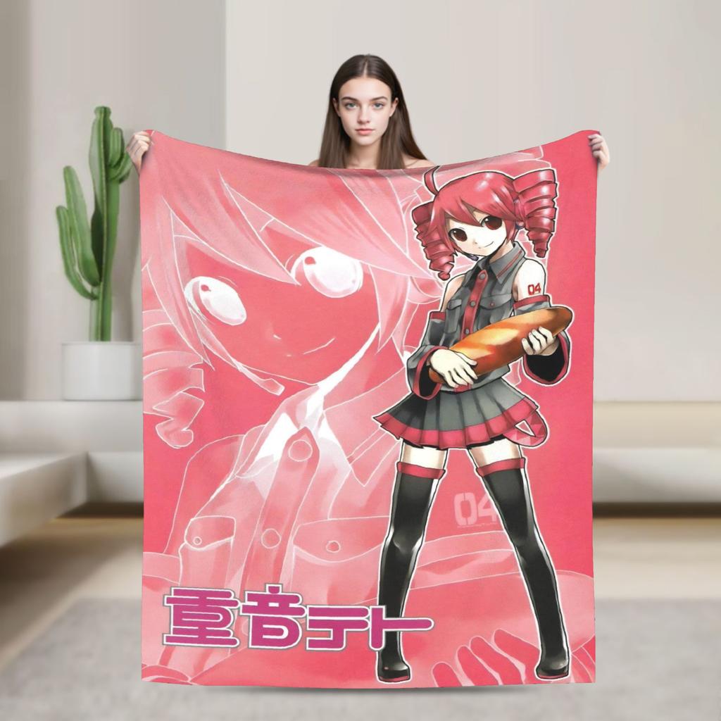 Kasane Teto Blanket Anime Vtuber Plush Novelty Soft Throw Blanket for Bedspread Textile Decor