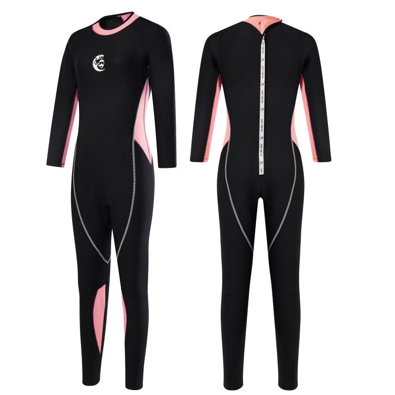 2mm Womens Full Wetsuit Snorkeling Swimming Surfing Fall Warmth Lightweight Dive Suit Black Pink Blue
