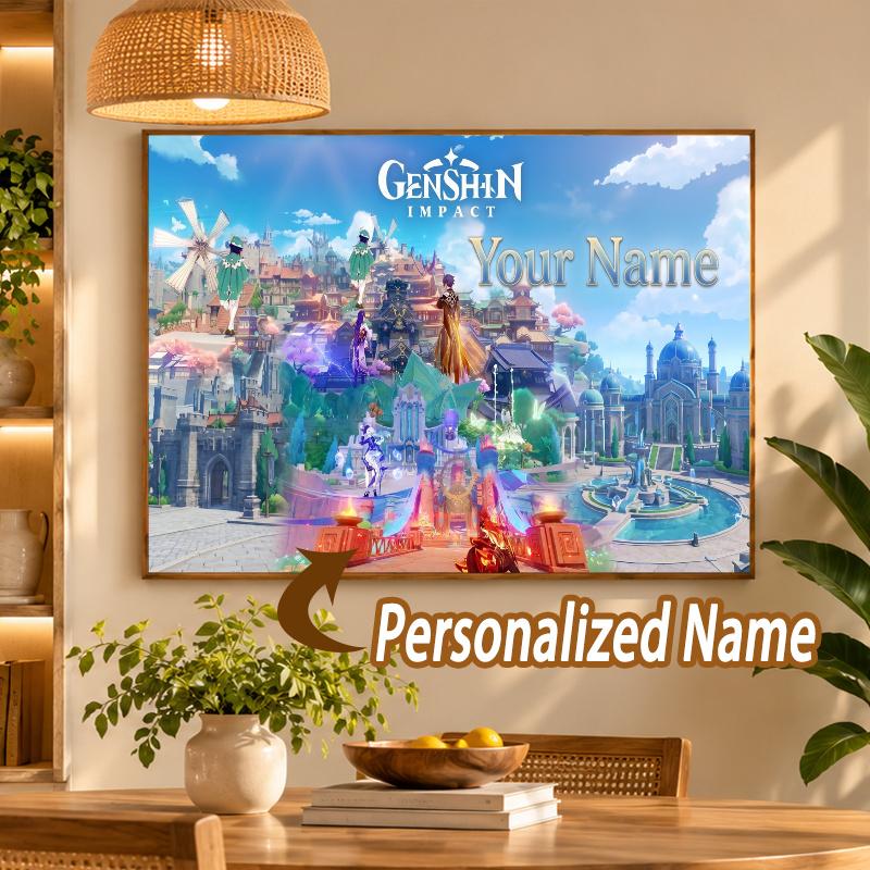 Custom Name Genshin Impact 5D Diamond Painting Personalized Full Drill Diamond Art Kit Gift