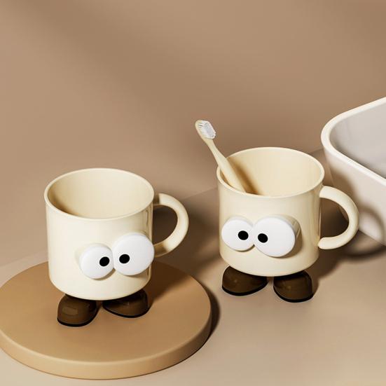 Mouthwash Cup Cartoon Design Unbreakable Toothbrush Holder Ergonomic Handle Dishwasher Safe Water Mug