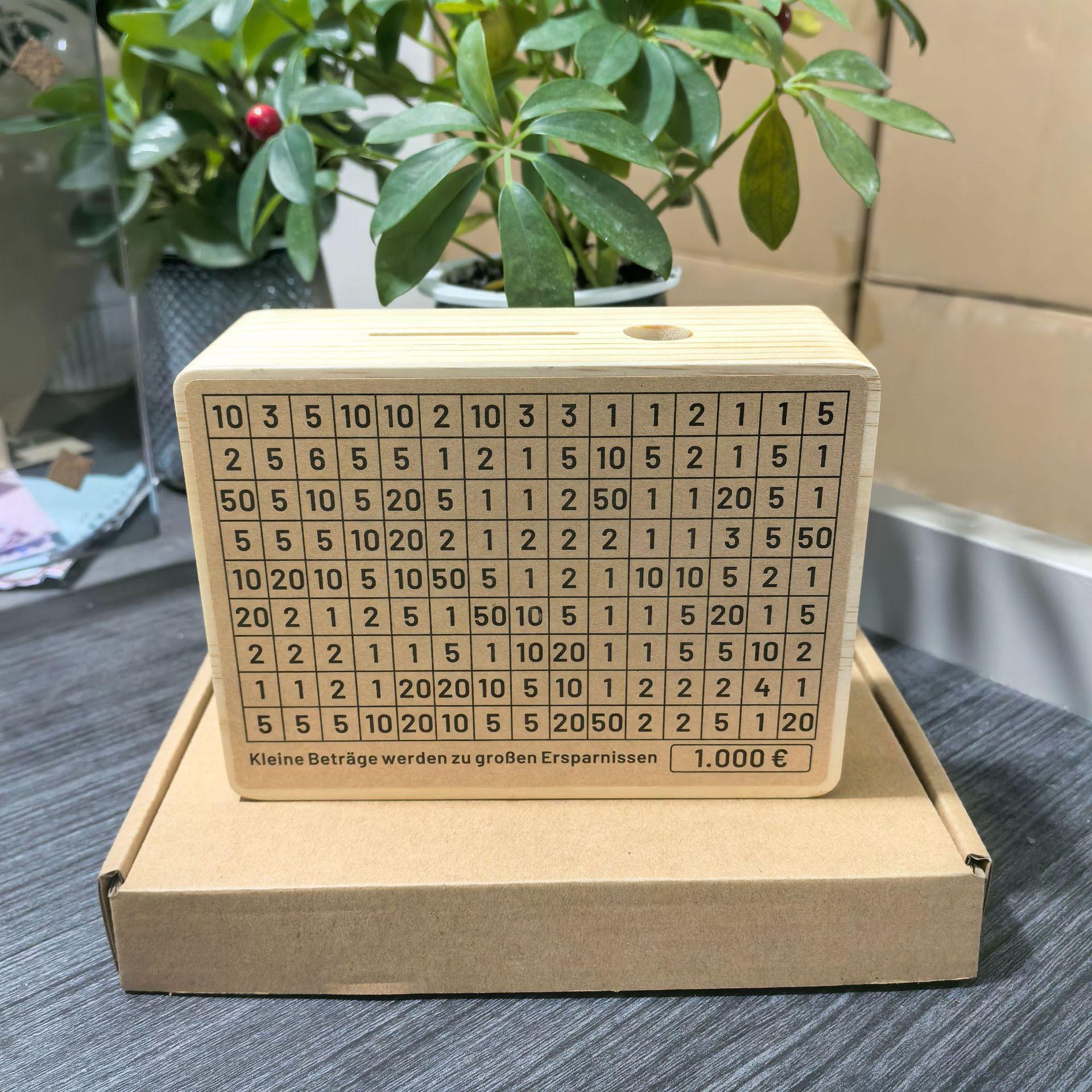 

Black Wooden Piggy Bank with Counter Save Money Box Coin Bank with Paper Saving Goals and Numbers for Saving Euros Dollor