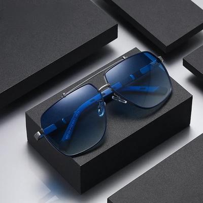 Modische quadratische polarisierte Sonnenbrille Herren Hochwertige Federscharniere Sonnenbrille Blendschutz Fahren Reisen UV400-Linsenbrille