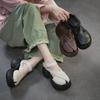 Genuine Leather Thick Soled High Heel Sandals Retro Breathable Versatile Women's Platform Shoes
