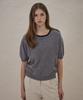 Belloel Wool Color Block Crop Knit T-Shirt Gray