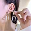 Long Uneven Trapezoid Pendants Women's Hanging Earrings White Wine Red Enamel Geometric Statement Dangle Earrings Unsual Earring