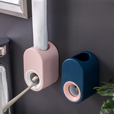 1 st Automatisk Tandkrämsdispenser Väggmonterad Badrumstillbehör Vattentät Tandkrämspress Tandborsthållare