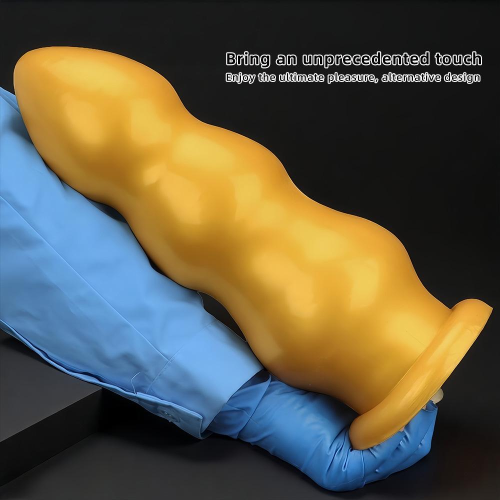 Big Gold Silicone Ribbed Anal Dildo Realistic Penis Sex Toy for Couples Fisting Big Dick BDSM