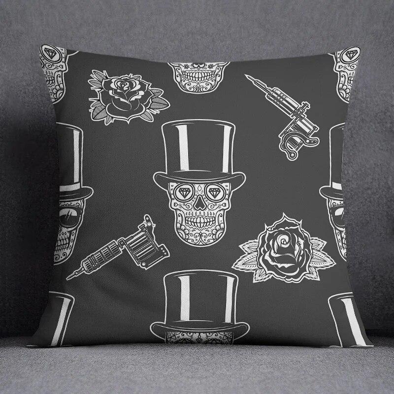 Cool black style black background printed pattern cushion cover for home bedroom living room sofa decorative pillowcase