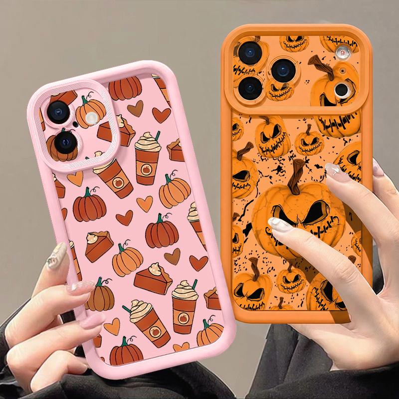 Pumpkin Lantern Ghost Halloween Case For iPhone 18 Pro Max 17 16 15 14 13 Pro Max 17E 16E Shockproof Bumper Soft Silicone Cover