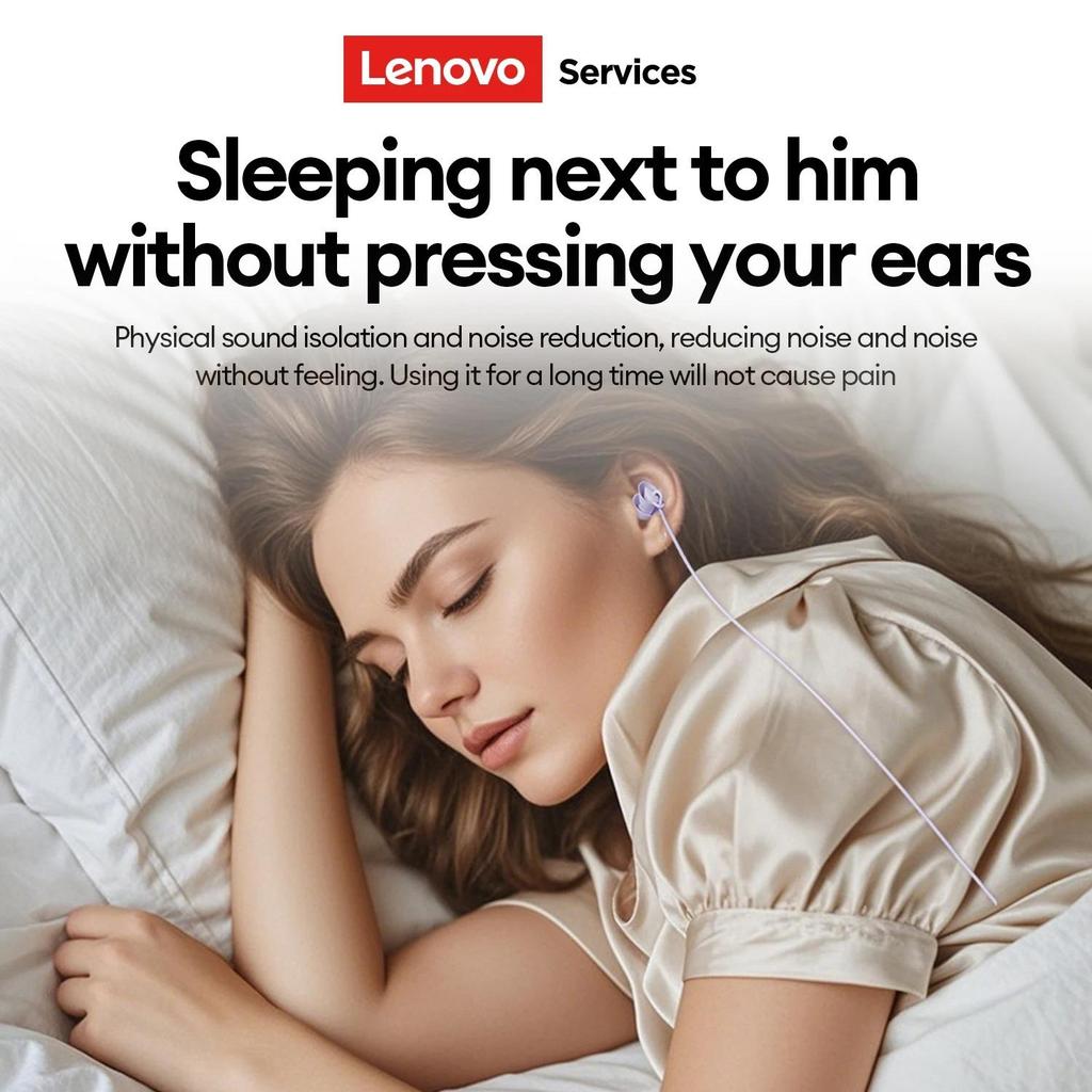 NEW Lenovo Y107 Wired ASMR Sleep Earphones 3.5mm In-Ear Wired Invisible Earphones Soft Silicone Comfort Wearing Earbuds With Mic