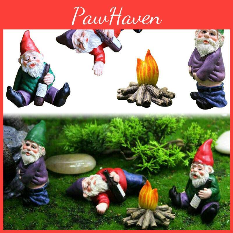 Funny 4pcs Garden Gnome Statues Featuring Charming Dwarf Figurines For Outdoor Joy