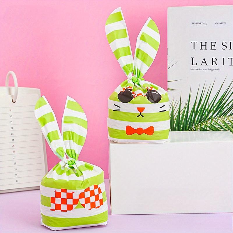 

50 шт. Пластиковые пакеты для конфет, симпатичные картонные пакеты с ушками кролика, печенье, закуски, выпечка, упаковка, подарки