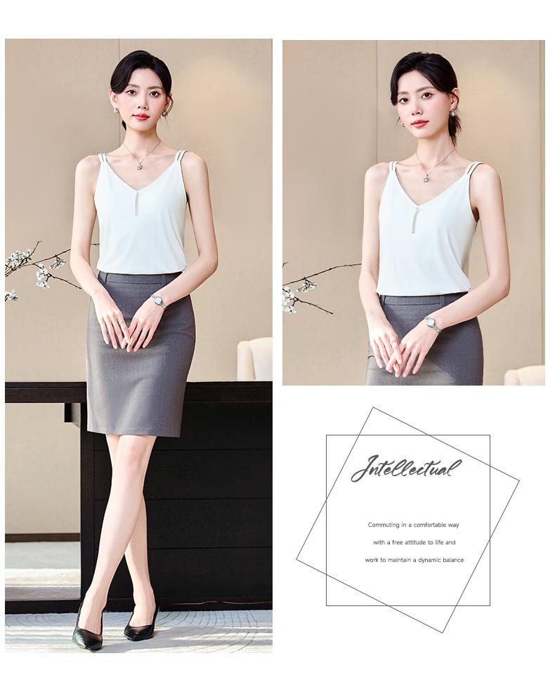Women's Blue Short-Sleeve Professional Suit Set for Hotel Manager or Receptionist - Spring/Summer Formal Workwear