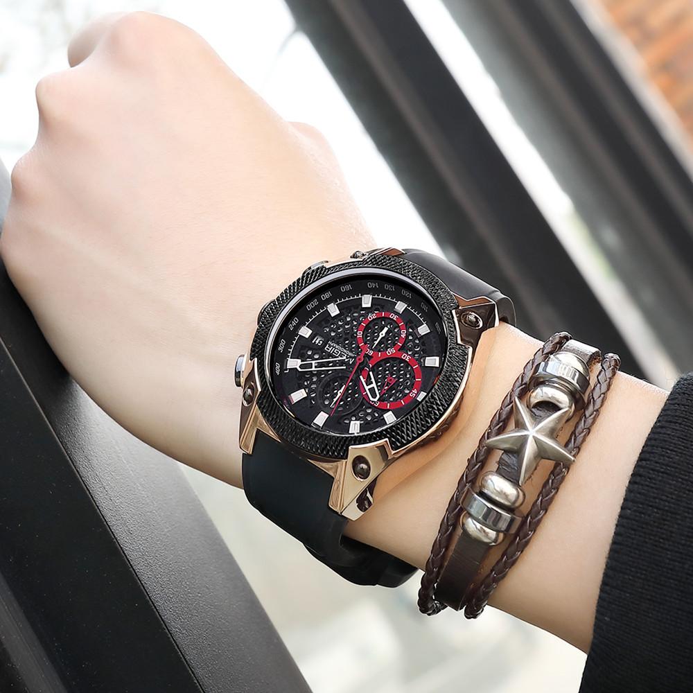 Megir Men Sport Watch Relogio Masculino Blue Silicone Strap Mens Watches Top Brand Luxury Luminous Waterproof Quartz Watch Man