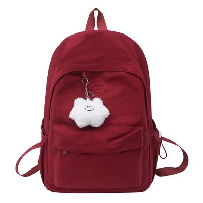 Women's Schoolbag Junior Senior High School Student Backpack Lightweight Solid Color Travel Backpack