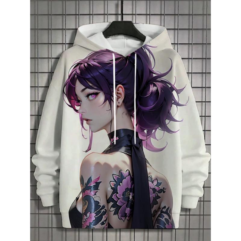 Autumn and Winter Men's Sports Hoodies Unisex 3D Printing HD Anime Girl Printing Hoodies Harajuku Fashion Pullovers
