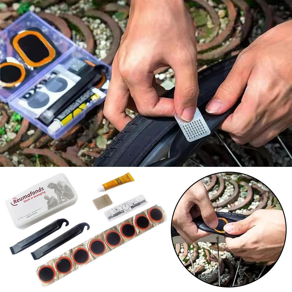 Kit Universal de Reparare Anvelope Bicicletă Petic Cauciuc Reparare Pană Anvelopă Ciclism Adeziv Manetă Ciclism Fără Adeziv Instrument Puncție Cameră Interioară Bicicletă
