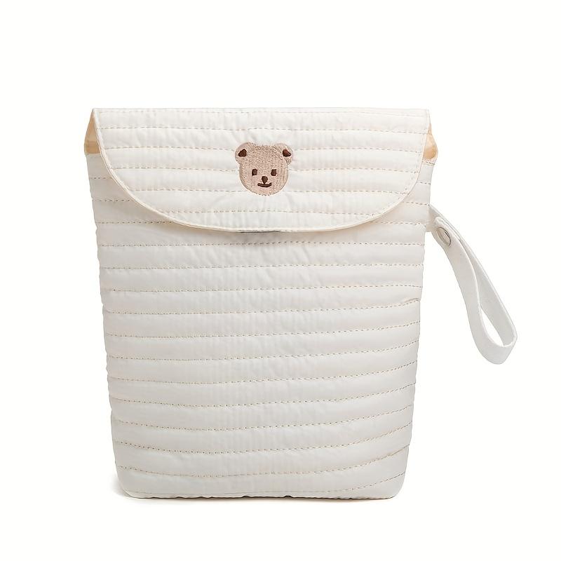 

Reusable Large Capacity Oxford Cloth Diaper Bag Portable Storage Handbag for Travel with Bear Design Polyester Fiber White белый