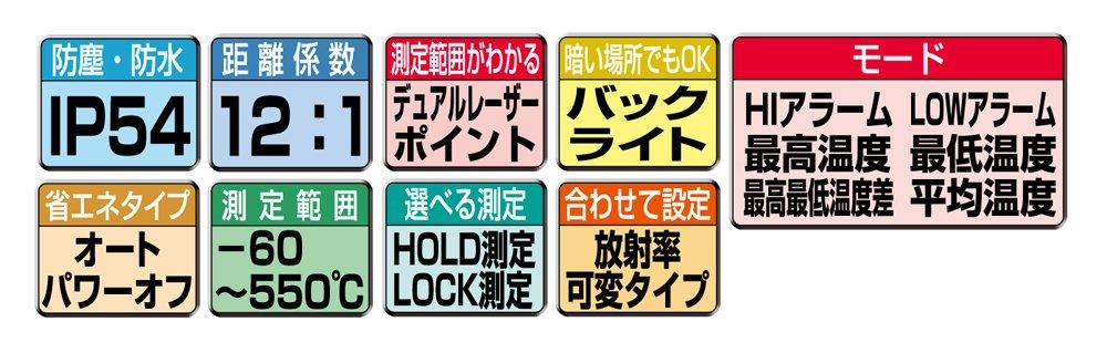 Shinwa Sokutei Radiation Thermometer Variable Emissivity Type with Dual Laser Point 73036 E, Function,