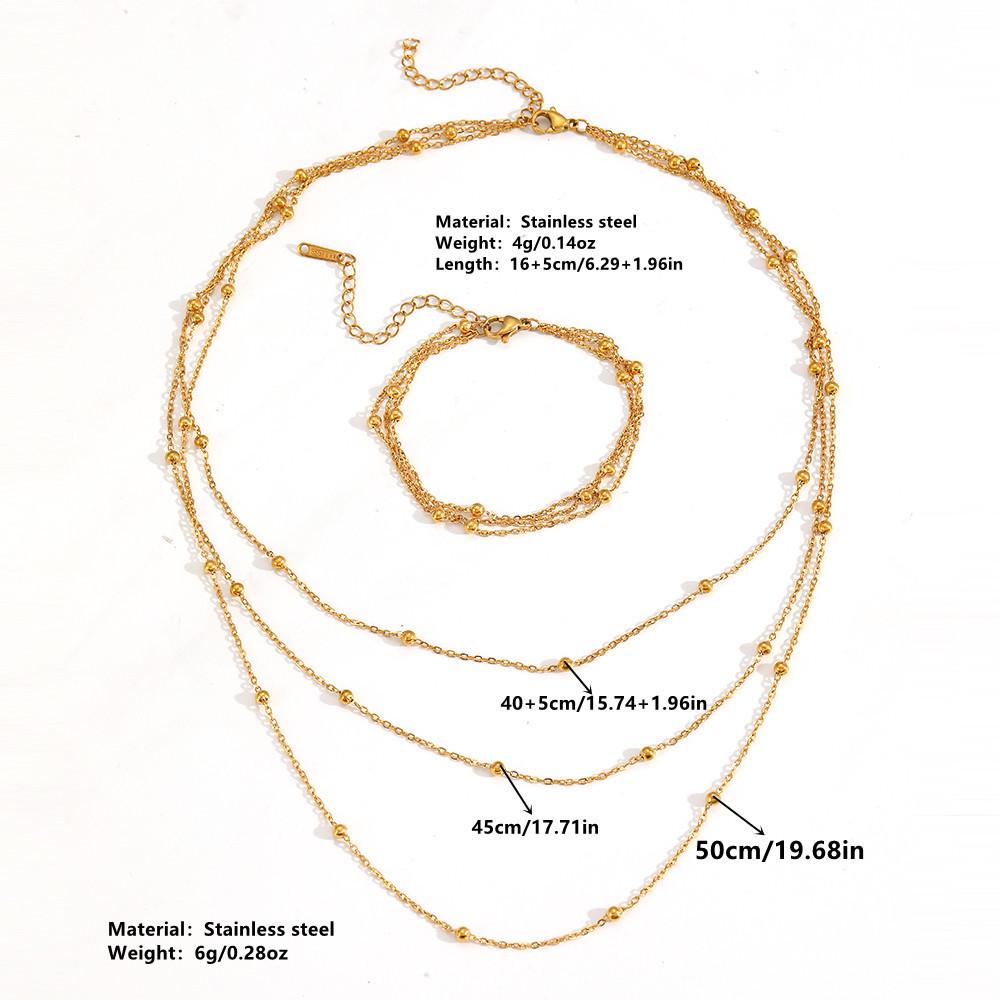 Beaded Chain Titanium Steel Multilayer Jewelry Set - Colorfast Stackable Three-Layer Design