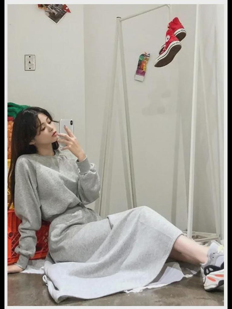 Long Women's A-Line Swing Dress - Korean Style, Autumn/Winter 2025