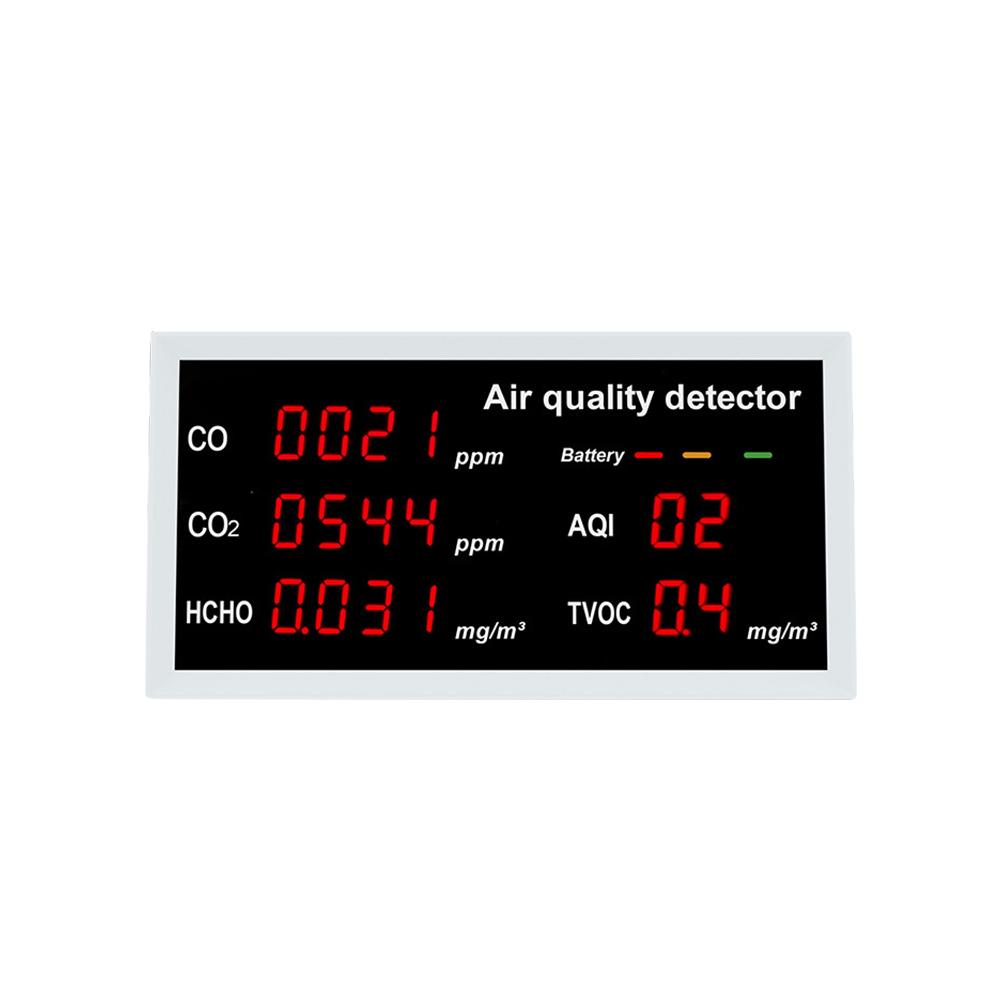W17 5 in 1 Indoor Air Quality Monitor Rechargeable CO CO2 HCHO TVOC AQI Detector