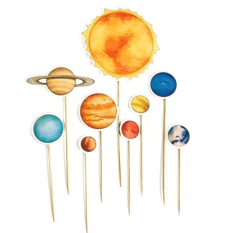 Outer Space Cake Topper Children Kids Birth Party Decor Astronaut Cakes Ornament Spaceman Universe Birthday Cake Decoration