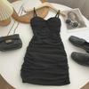 2024 Korean Style Twisted Pleated A-Line Skirt & Slim Camisole Dress