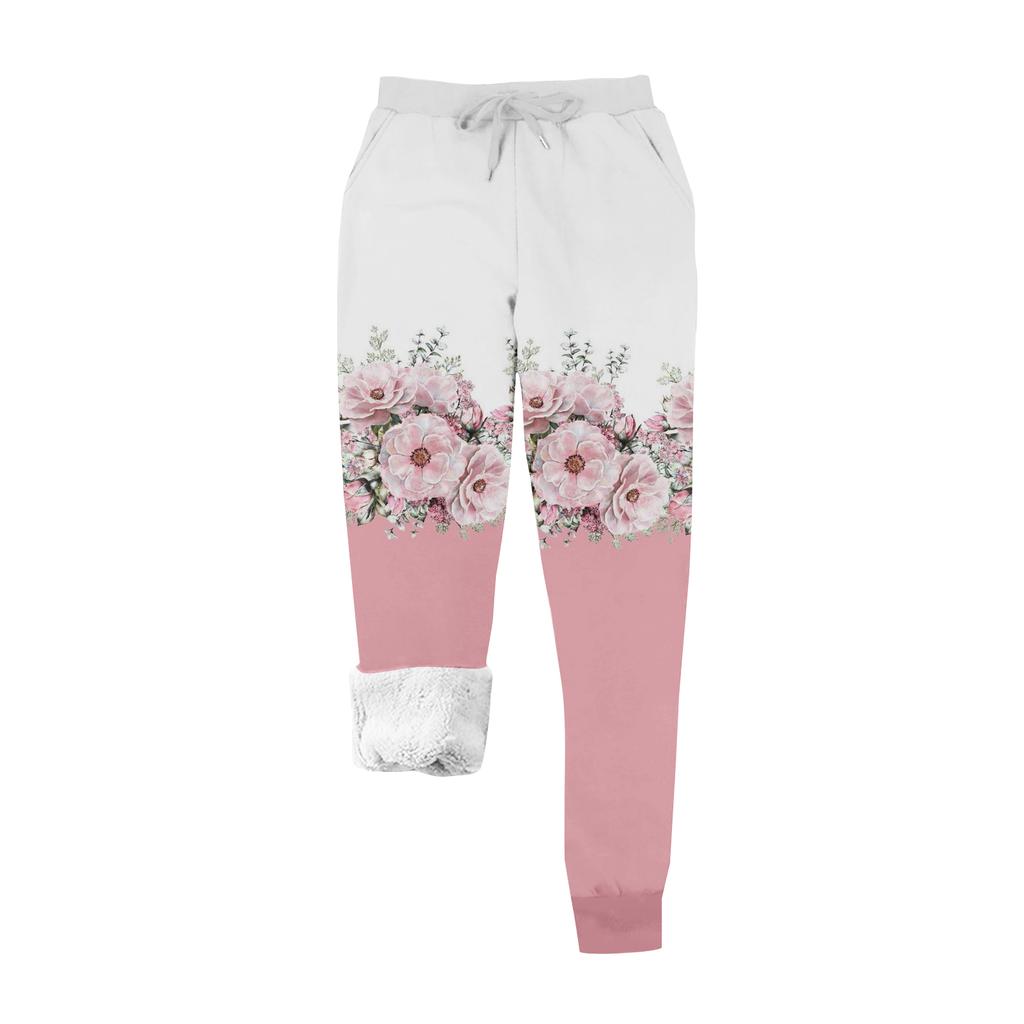 Women's Casual Fashion Home Christmas Print Plush Sweatpants