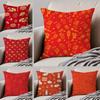 Chinese Red Festive and Auspicious Patterns Cushion Cover Throw Pillow Cover Hidden Button Durable Polyester Chair Cushion