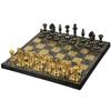Brass Metal Chess Board Set With Velvet Storage Box-Hand Carved, Glossy Polish- Best For Home Decor & Gifting - Modern Classic Design (12X12 Inch)