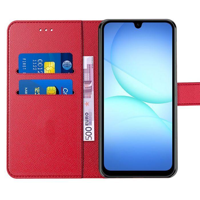 Coque de Téléphone - BOOLING - Samsung Galaxy A17 4G/5G - Effet Cuir Antichoc Rouge - 2 Verre Trempé