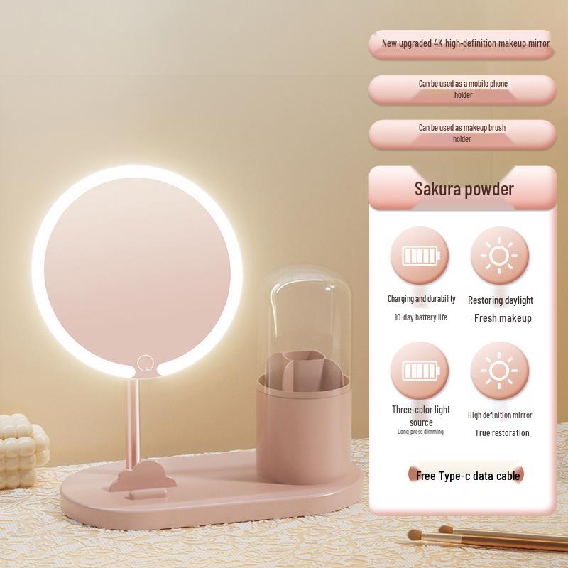 2024 LED Makeup Mirror with Storage - Desktop Vanity Mirror with Fill Light for Students