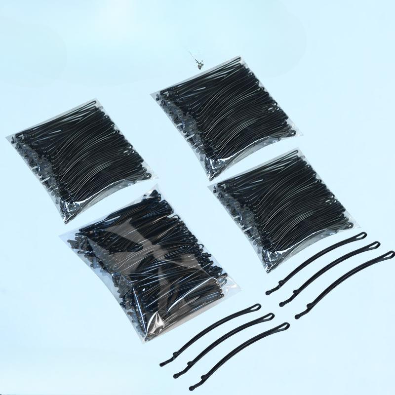 Arc-shaped One-line Hair Clips for Photo Studios Steel Clips for Bangs 50 Pieces In Black