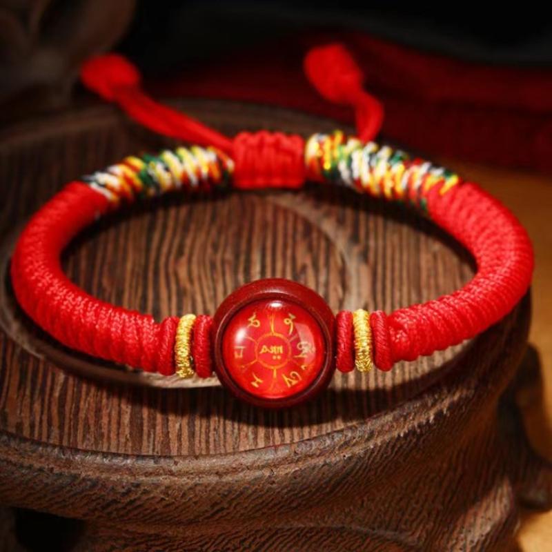 12 Zodiac Eight Patron God Of Wealth Benmingfo Patron Smulet Red Rope Hand-Woven Adjustable Hand Rope Bracelet