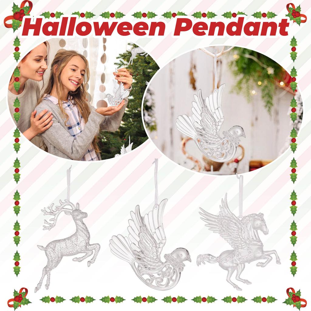 Creative Christmas Tree Pendant, Christmas Decoration Item, Transparent Pendant, Elk Acrylic Tree Hanger