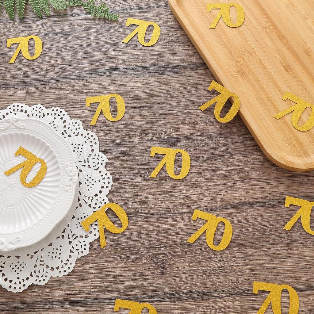 Number 70 Confetti Birthday Decorations - Gold Glitter 70th birthday Confetti Table Scatters Decorations Supplies for Birthday Anniversary Party