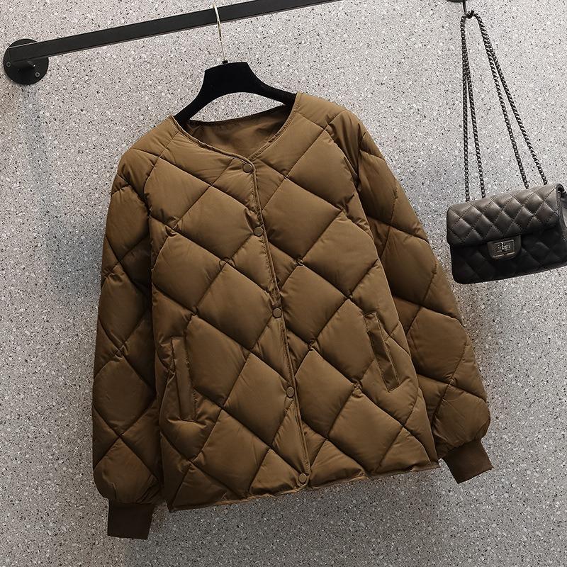 Short Down Cotton Clothes Women's New Winter Light Small Rhombus Casual Jacket
