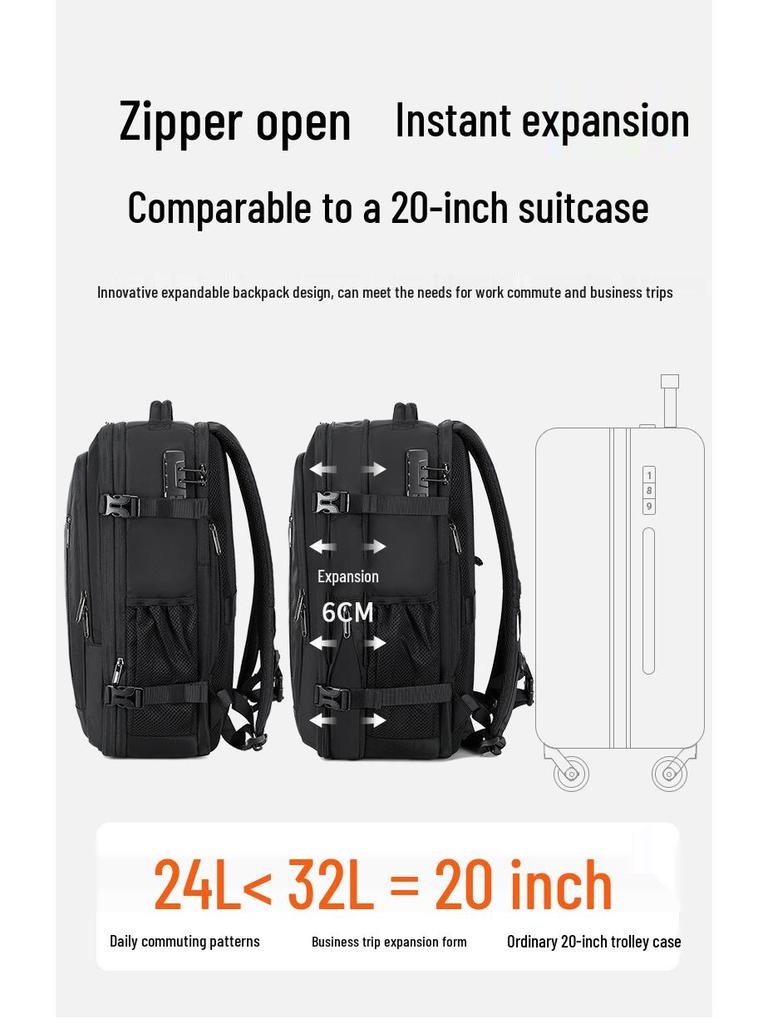 17-Inch Waterproof Anti-Theft Laptop Backpack: Expandable, Large Capacity for Casual Business Commutes