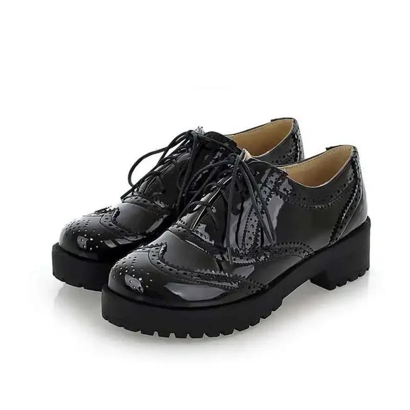 British style women brogue shoes cross tied mixed color round toe wingtip oxfords casual footwear sapatos chaussures