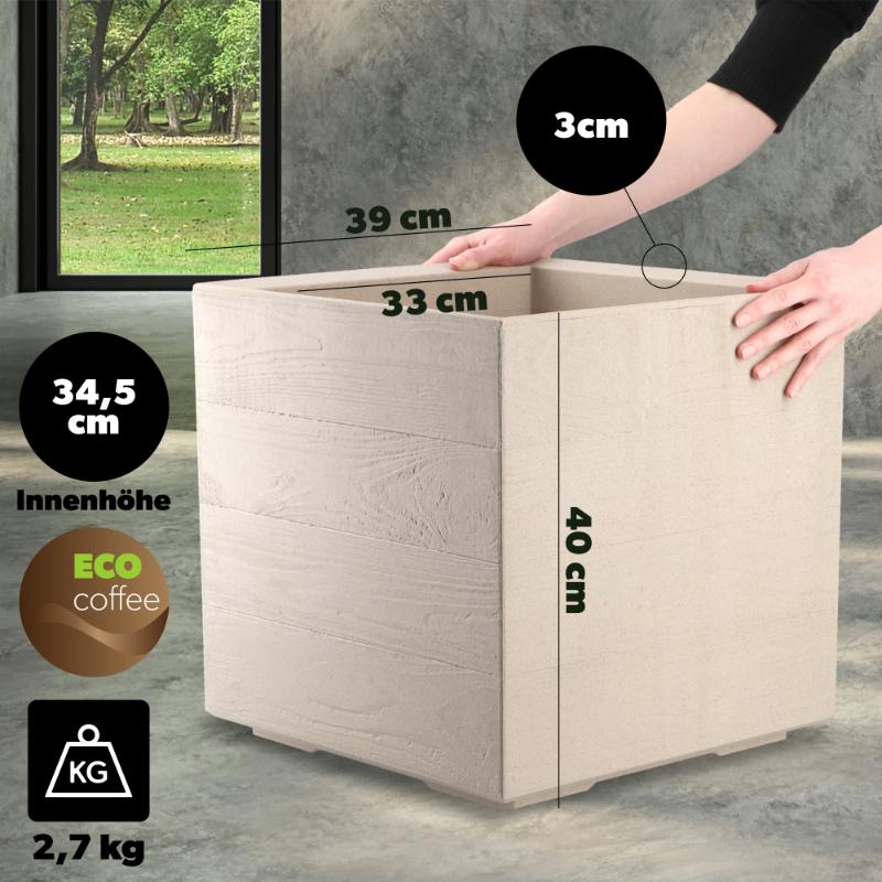 KADAX Flowerpot Flowerpot On Wheels Eco 40x40cm Light Brown