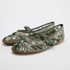 Fashion 2025 New Retro Flower Embroidery Mesh Ballet Flats for Women Plus Size Summer Fashionable Breathable Round Toe Mary Jane Shoes