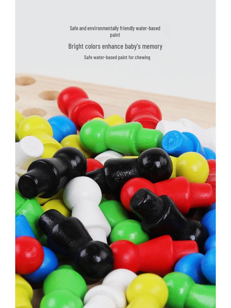 Wooden Hexagonal Children's Checkers Game: Interactive Educational Toy for Boys & Girls Ages 3-6