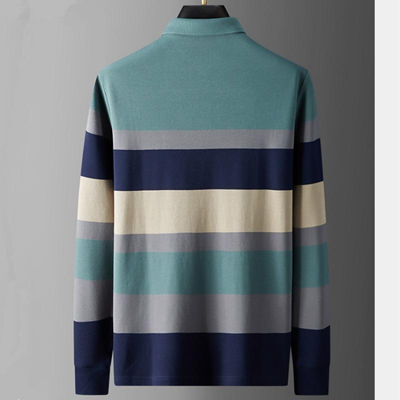 Men's Striped Long Sleeved POLO Shirt Summer Fashion Casual Breathable Polo T-shirt Men's Brand Embroidered Top