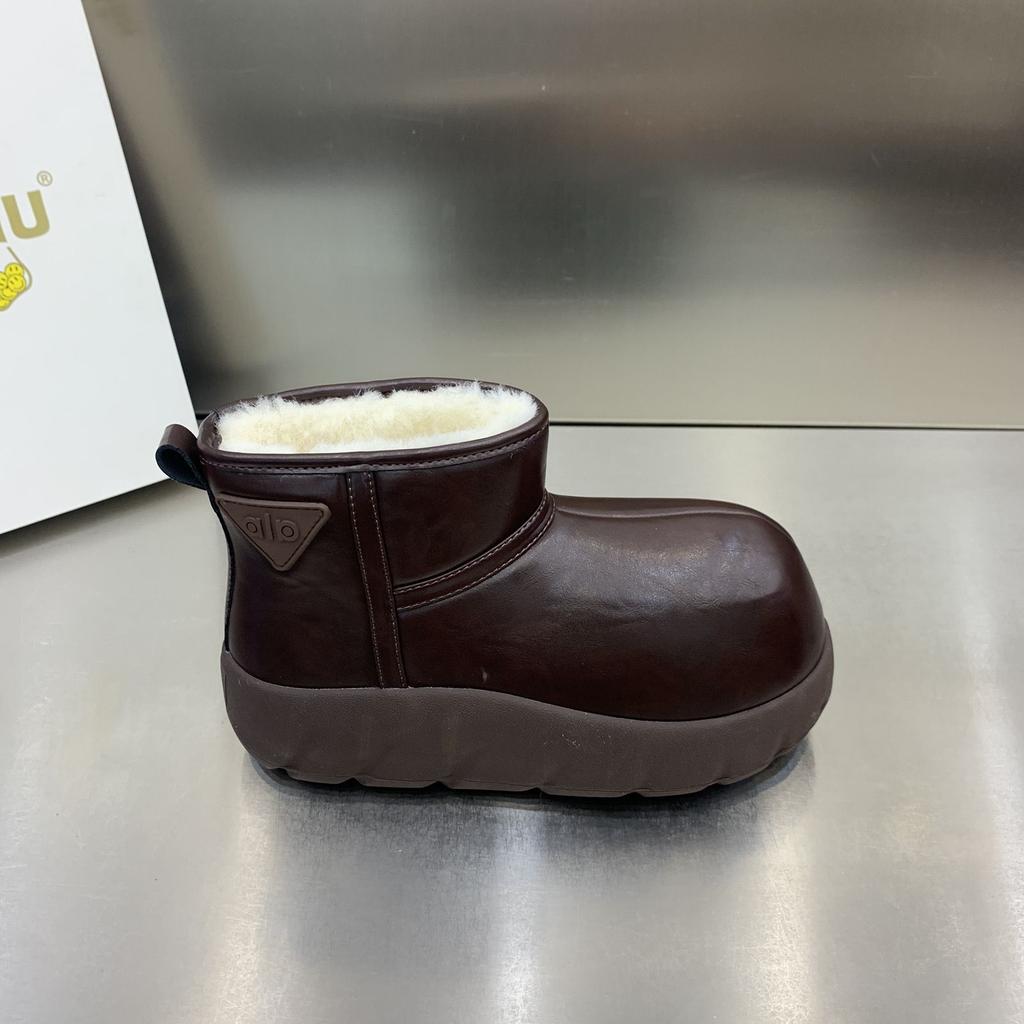 Small yellow dolphin thick-soled one-pedal fat-headed snow boots casual versatile velvet thickened 2025 winter warm women's shoes