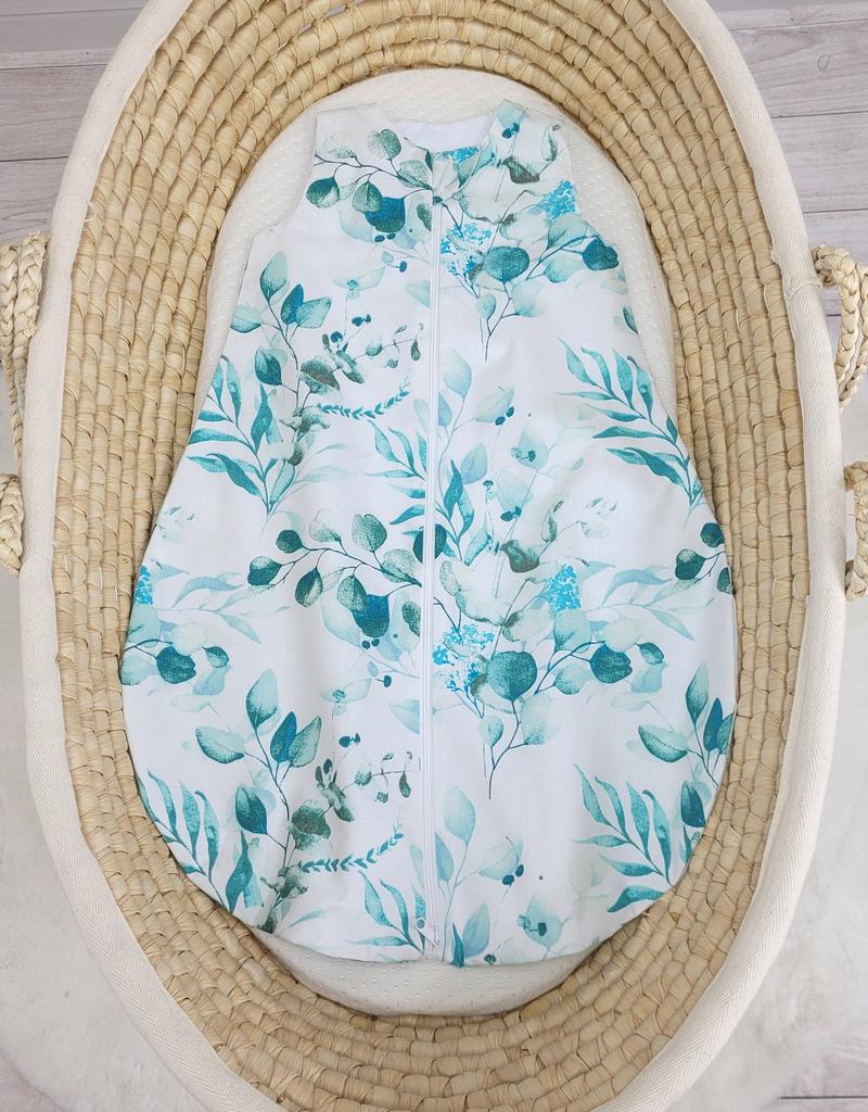 Rounded cotton sleeping bag for children S 0-6 months summer TOG 1.0 - eucaliptus mint