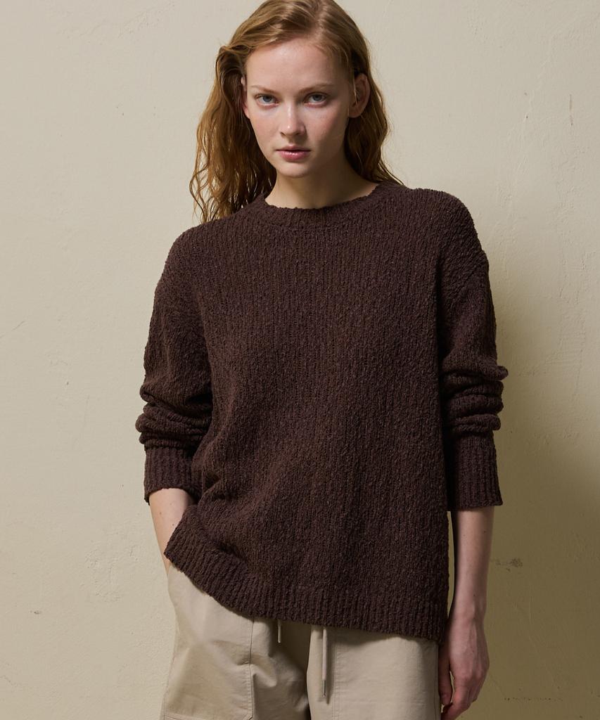 SHINE ON YOU Cotton Blend Loose Knit_ Deep Cocoa Brown